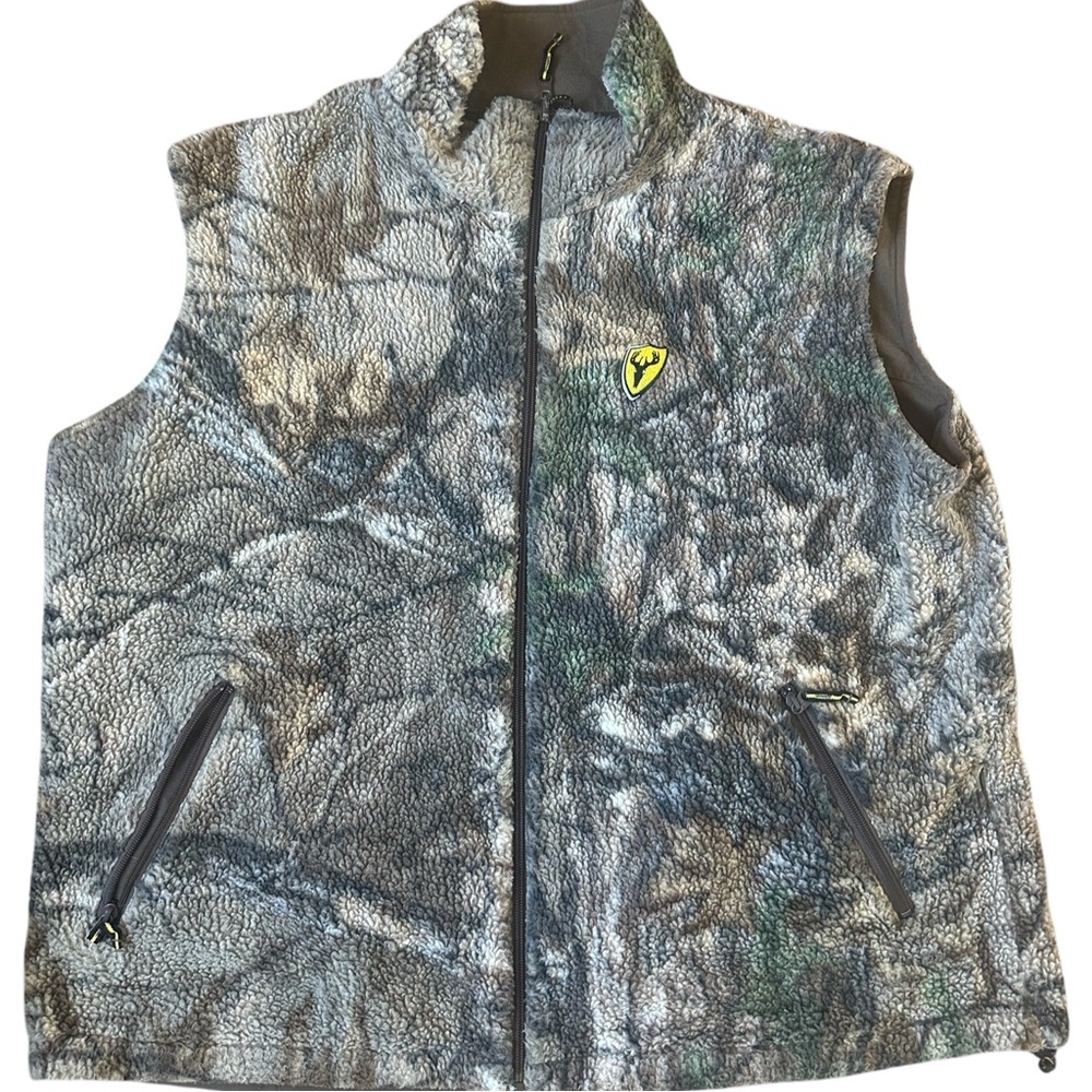 Scent Blocker Vest Mens Extra Large Tan Camo Reversible Fleece Hunting Deer